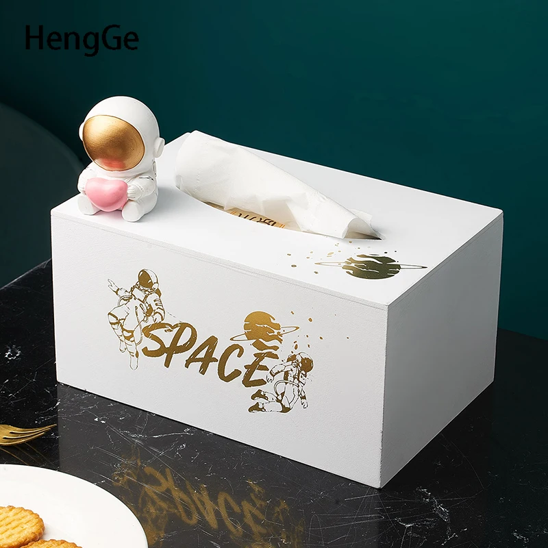 Creativity Astronaut Tissue Box Holder Manual Painted Napkin Holder Coffee Table Desktop Living Room Decor Tissues Storage Boxs