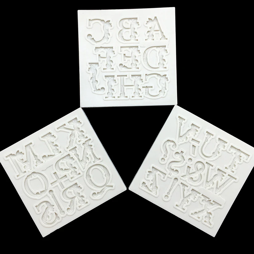 3 pcs/set Uppercase Letter English Capital Silicone Sugarcraft Mold Cupcake Chocolate Baking Mold Fondant Cake Decorating Tools