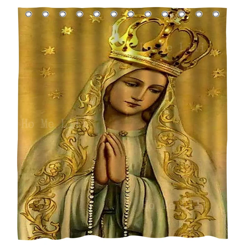 The Assumption Of Mary Fatima Blessed Virgin Mother Coronation Shower Curtain Our Lady Queen Of Angels Seville Cathedral