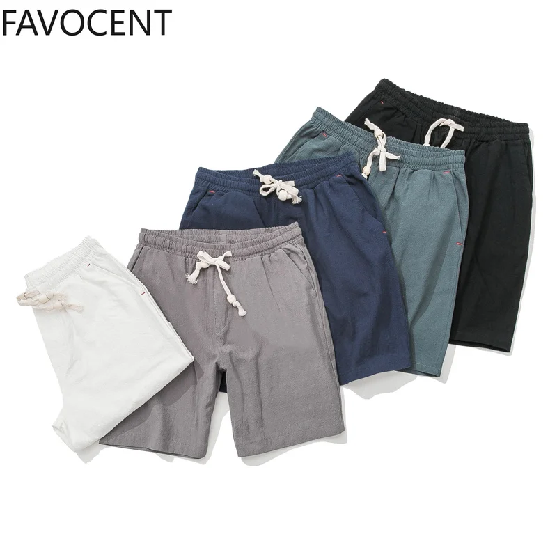 Shorts Men Summer Mens Cotton Linen Casual Shorts Solid Comfortable Drawstring Soft Short Breathable Male Streetwear Plus Size