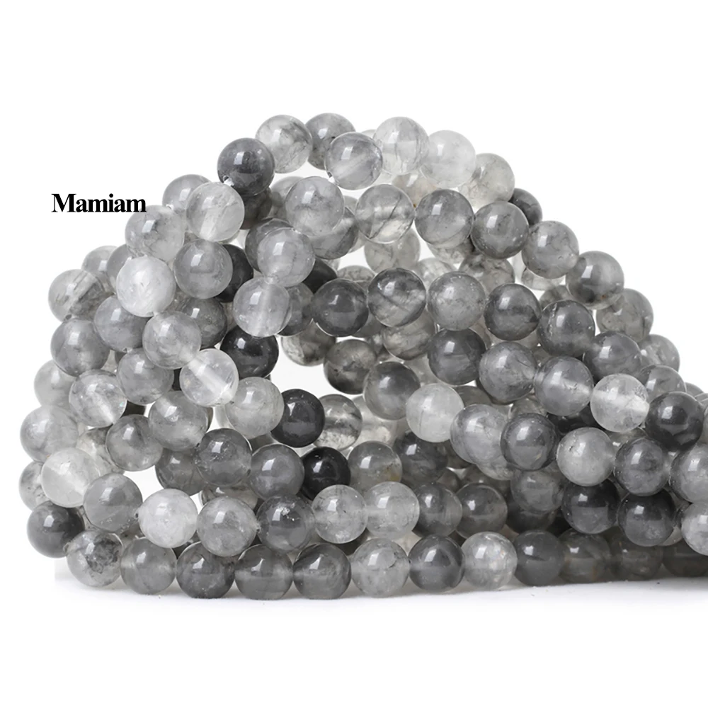 

Mamiam Natural Cloudy Quartz Crystal Beads 6-10mm Smooth Round Stone Diy Bracelet Necklace Jewelry Making Gemstone Gift Design