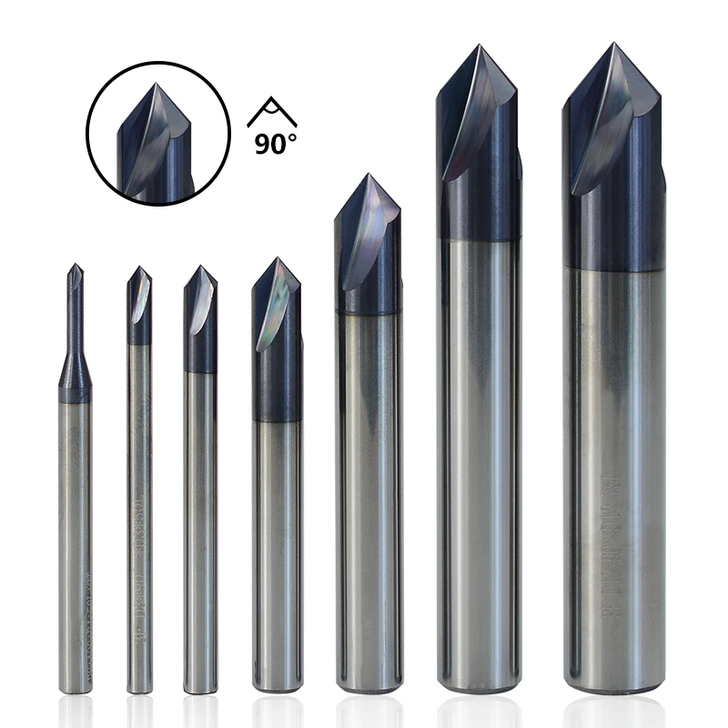 HAMPTON Milling Cutter 90 Degrees Carbide Chamfering Mill 3 Flute Router Bit Engraving Bit for Aluminum CNC End Mill