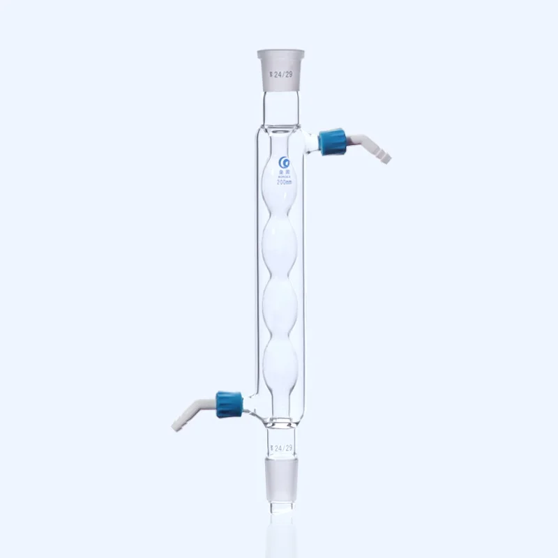 

Lab Spherical Condenser Tube Length 200/300/400/500mm Port 24*24mm High Borosilicate glass with detachable PTFE nozzle