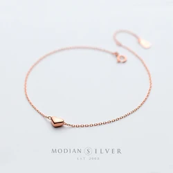 Modian Real 100% 925 Sterling Silver Sweet Simple Hearts Line Chain Bracelet For Women Rose Gold Color Wedding Fine Jewelry