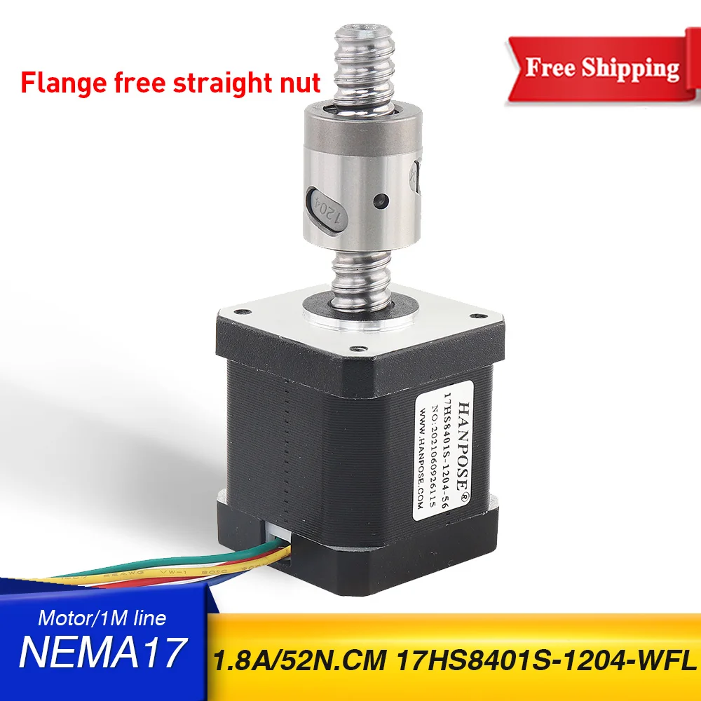 

nema17 stepper motor 1.8A 52N.CM 17HS8401S SFU1204 ballscrew Flange free straight nut L100mm 42 motor mill cnc engraving machine