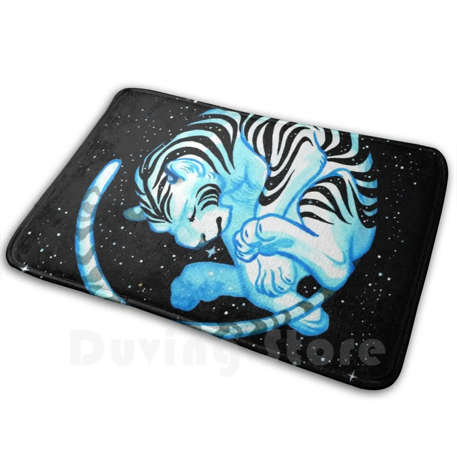 Teal Tigre Mat Rug Carpet Anti-Slip Floor Mats Bedroom Tiger Tigre Orange Space Galaxy