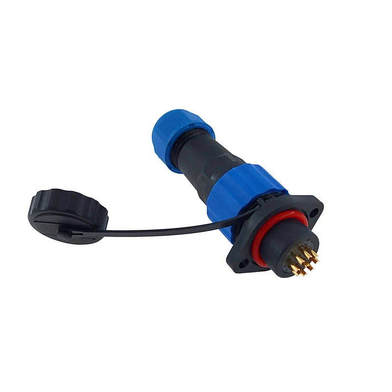 SP16 Waterproof Flange connector 2/3/4/5/6/7/8/9 pin IP68 power cable connector Male plug and Female socket