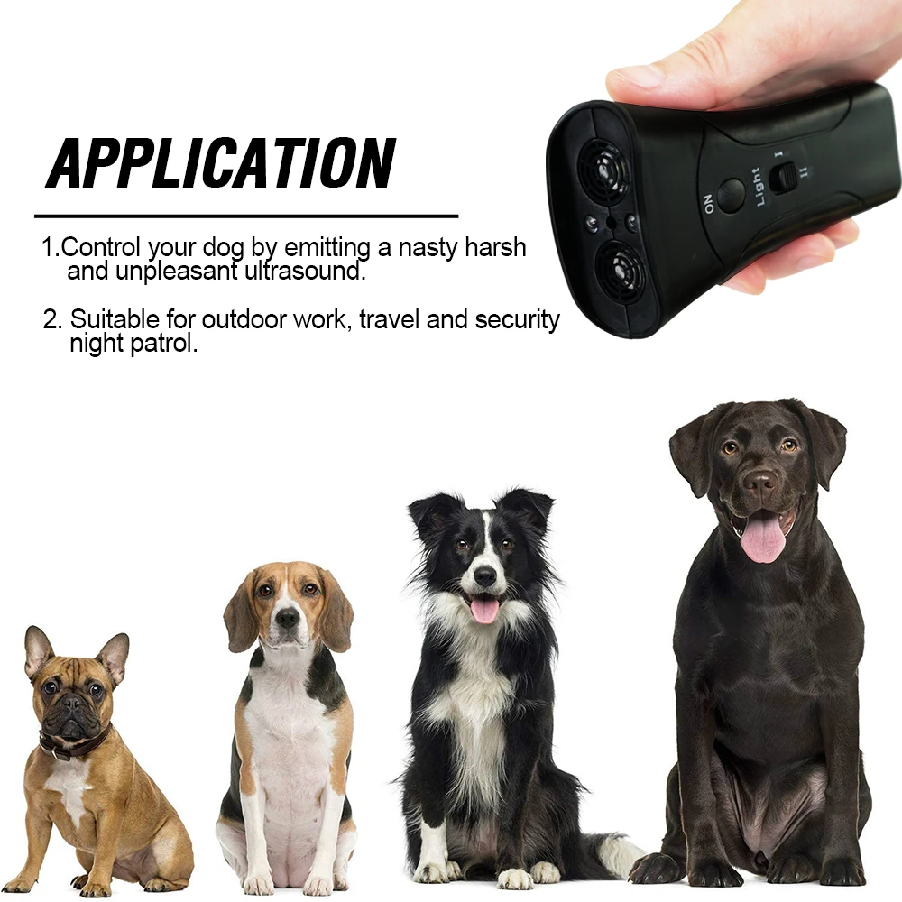 Ultrasonic Double Head Double Horn LED Laser Dog Training Device Dog Repeller Pet Dog Barking Training Device Without Battery