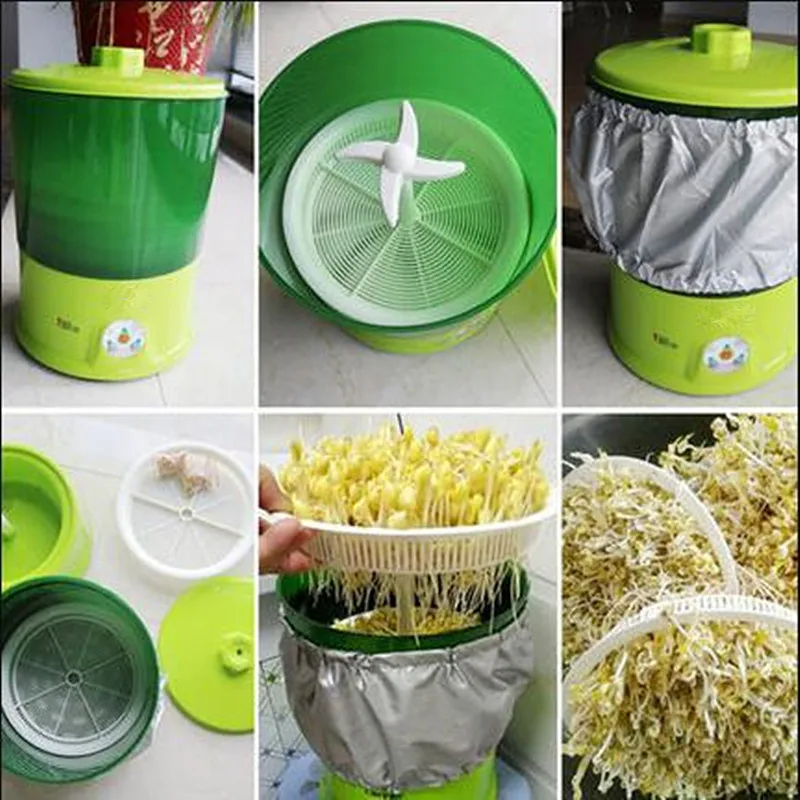Máquina doméstica automática de brotos de feijão elétrico multifuncional saudável diy máquina de cultivo de brotos de feijão ue/au/reino unido/eua 220v
