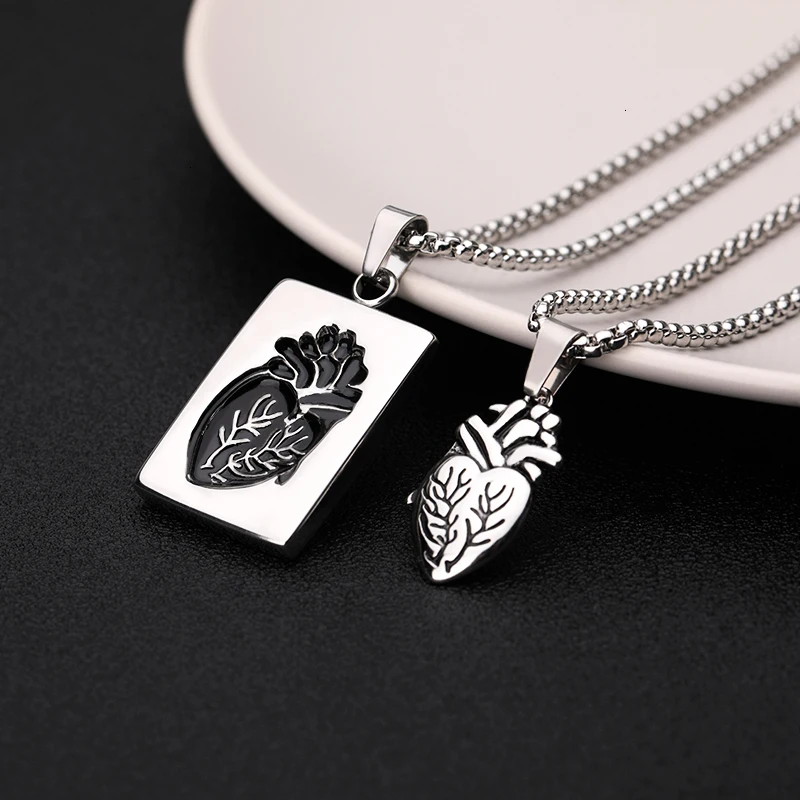 Puzzle Jewelry Couple Collares Anatomical Heart Necklace Women Valentine Day Gift Stainless Steel Bijoux Femme 2024