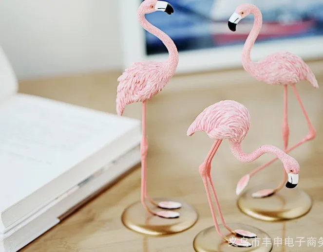 lovely pink Flamingo ornaments Nordic resin craft furnishings home living room bedroom girls room decorations