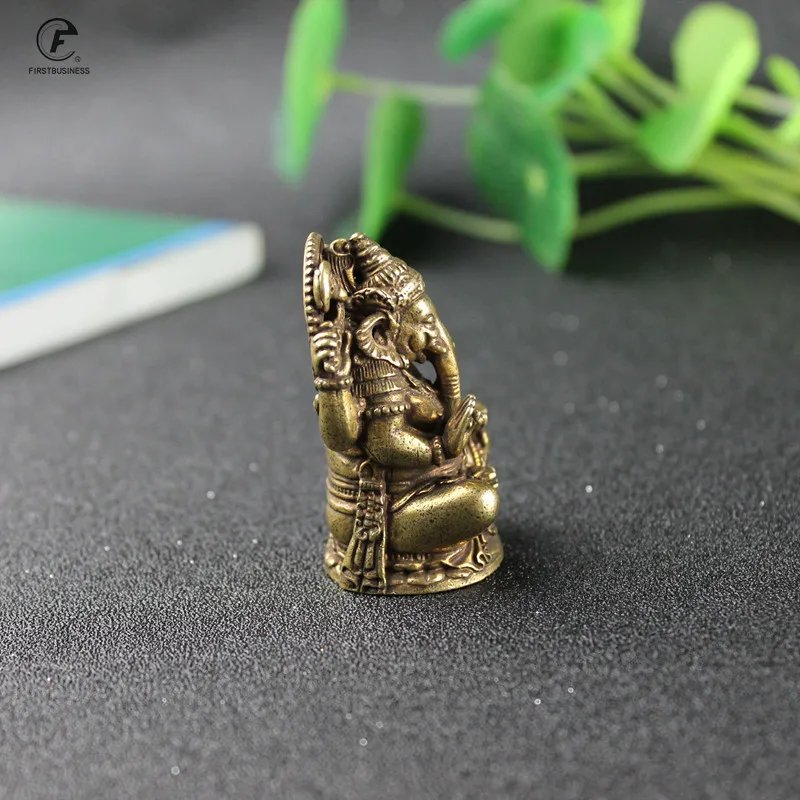 Gold Lord Ganesha Buddhas Statue Elephant God Sculptures Ganesh Figurines Pure Copper Home Garden Buddha Decoration Model Gift