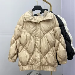 Abrigo de invierno con capucha para mujer, chaqueta informal gruesa de manga larga, ropa de calle Harajuku