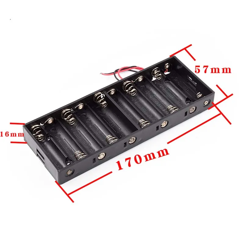 Plastic 10 X 1.5V AA Batteries Holder Black Shell 10 Slots 15V Battery Storage Box Case Double With Wire Leads