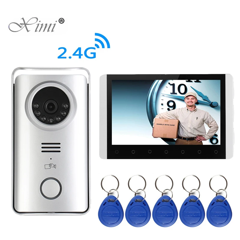 Wireless Touch Button Panel 7 inch Screen Video Doorbell Video Door Phone And Waterproof Outdoor Camera Support RFID 125KHZ Card