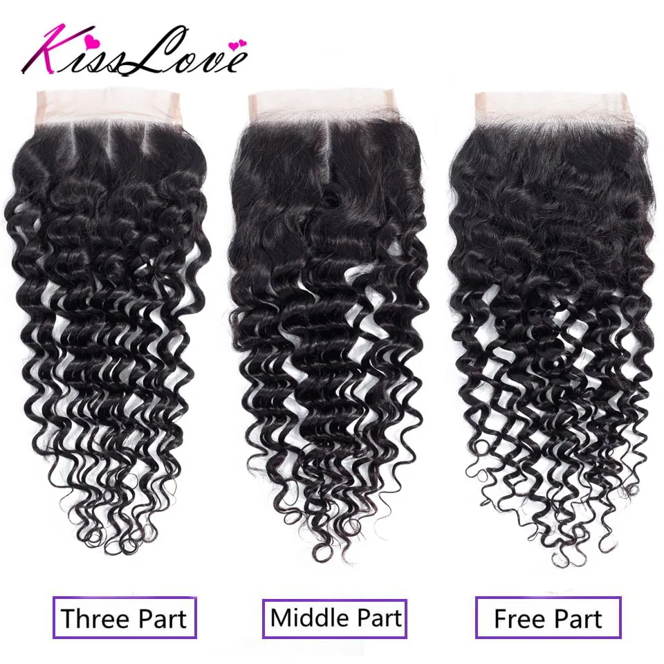 Deep Wave 5x5 6x6 Lace Closure with Baby Hair Remy Brazilian Human Hair Frontal Natural Color 8-20