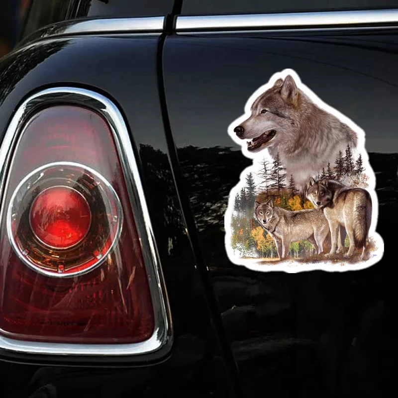 S40225# Various Sizes PVC Decal Couple of Wolves Car Sticker Waterproof on Bumper Rear Window Laptop Refrigerator Toilet