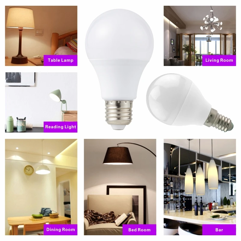 10pcs/lot E27 LED Bulb 20W 18W 15W E14 12W 9W 6W 3W Lampada LED Light AC 220V Bombilla Spotlight Lighting Cold/Warm White Lamp