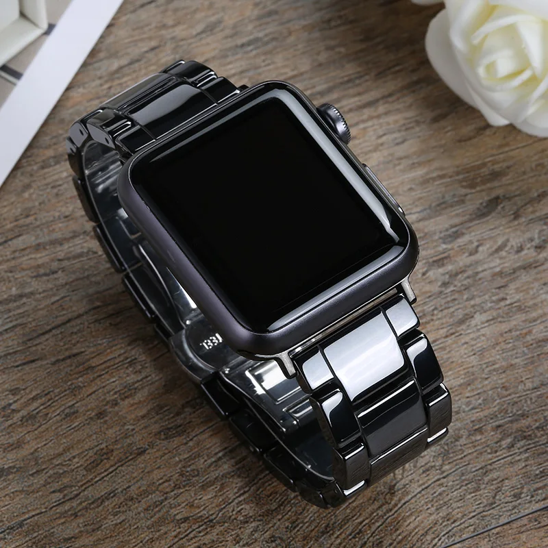 Ceramic Strap for Apple Watch Band 44mm40mm iwatch band 42mm 38mm Luxury Stainless steel buckle bracelet Apple watch 6 SE 5 4 3