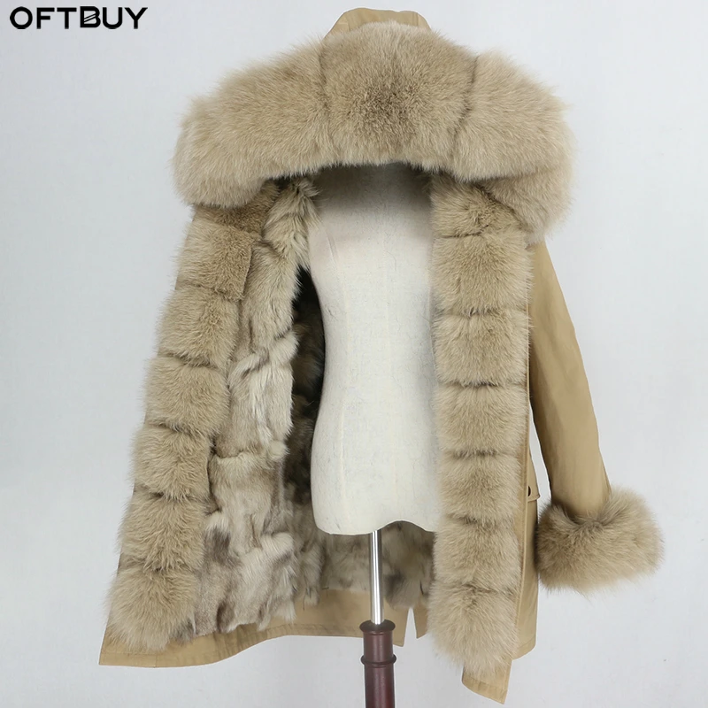 2022 Waterproof Parka Winter Jacket Women Real Fur Coat Fox Fur Collar Hood Fox Fur Liner Warm Streetwear Detachable New