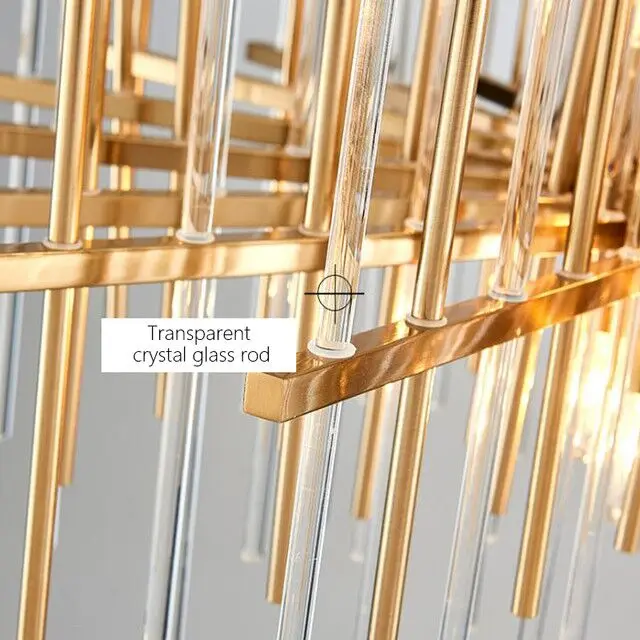 LED Crystal Chandelier Lights Modern Golden Round Lamp Stainless Steel Chain Chandeliers Lighting For Kitchen Restaurant Lights