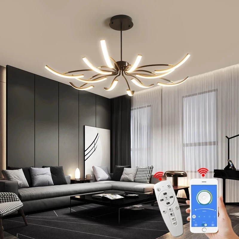 NEO Gleam Black/White/Gold Modern led Chandelier bedroom study Living Room Suspension luminaire Hanging Chandeliers Żyrandol