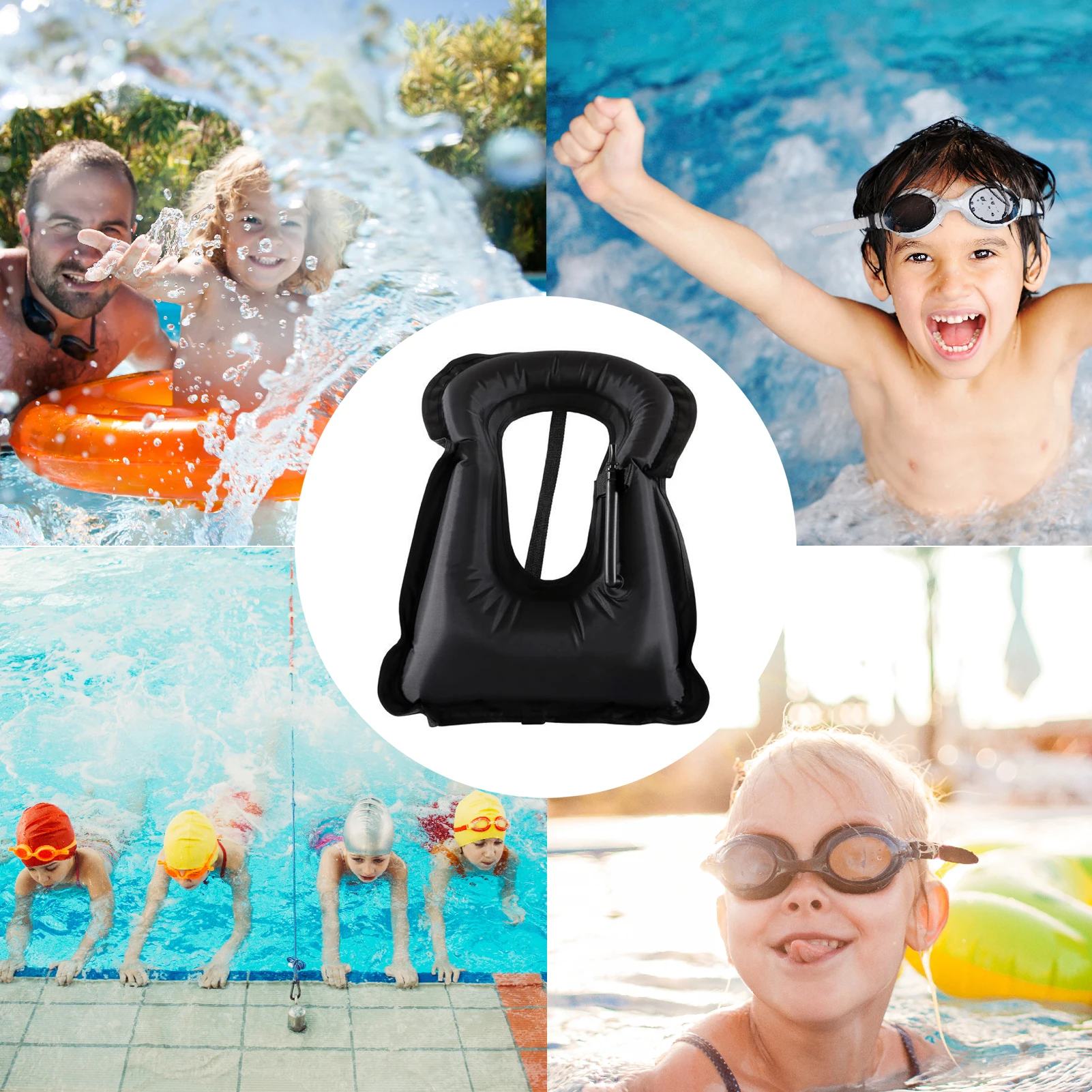 Children Kids Float Inflatable Swimming Life Vest Adjustable Strap Water Safety Rescue Jacket for Snorkeling Drifting Fishing