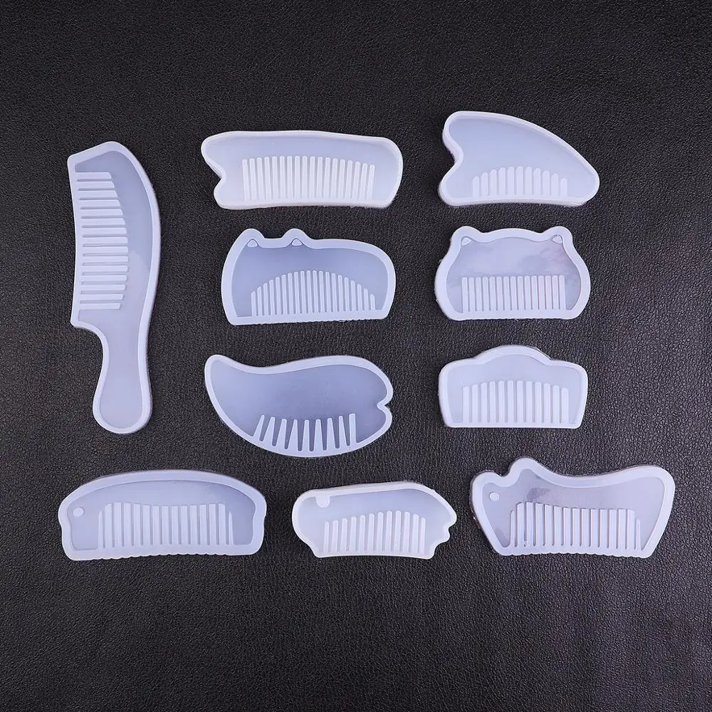 1PC Liquid Silicone Mold 3D Transparent Comb Resin Molds for DIY UV Epoxy Resin Coaster Pendant Necklace Set Jewelry Making Tool