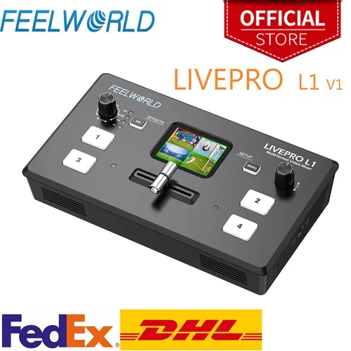 Imagen 1 del producto FEELWORLD-conmutador mezclador de vídeo multiformato, USB 3,0, 4x entradas HDMI, producción de cámara, Youtube, transmisión en vivo, LIVEPRO L1 V1
