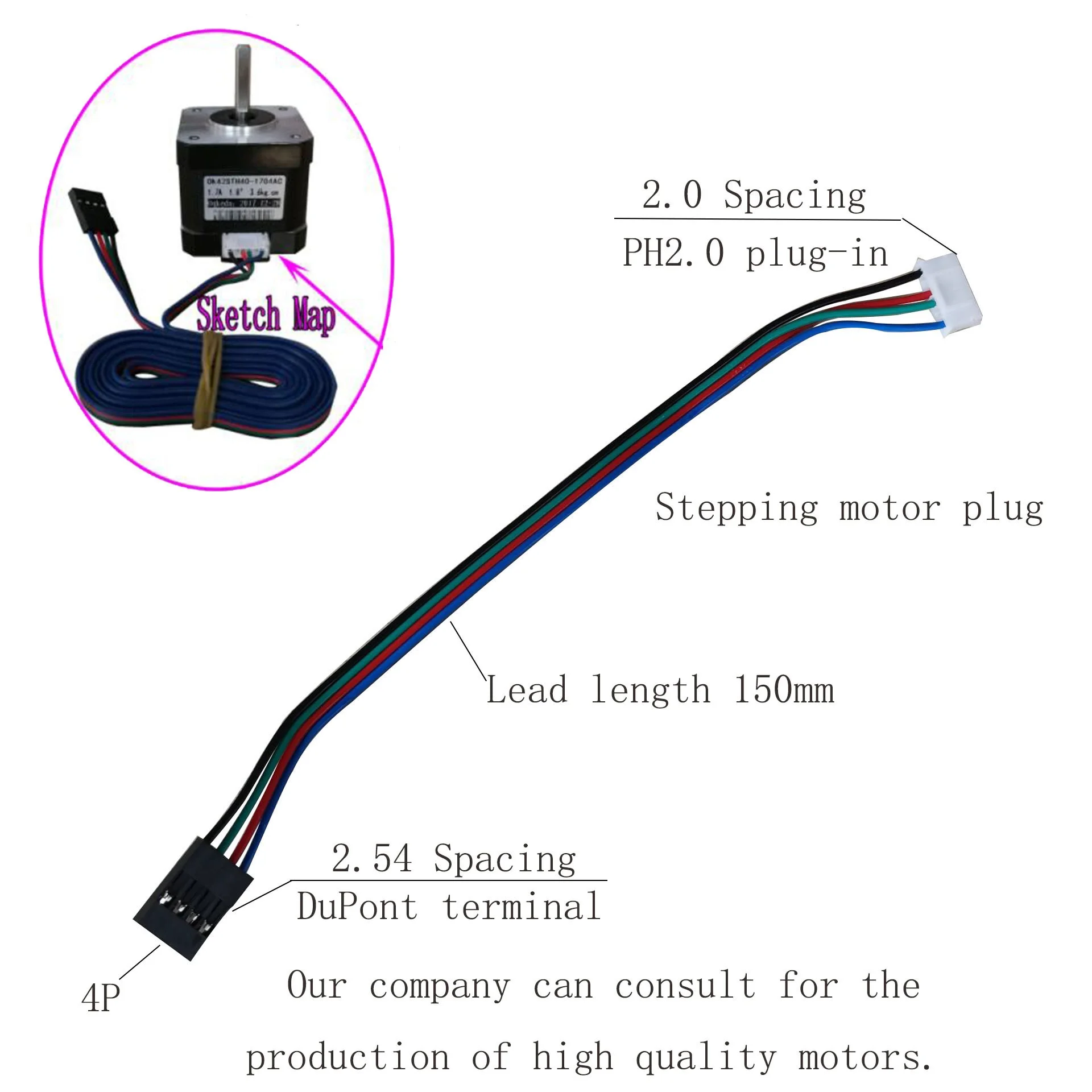 35 42 Stepper Motor Line NEMA17 DuPont Terminal Current Lead 150mm Cable Connector Electric Wire