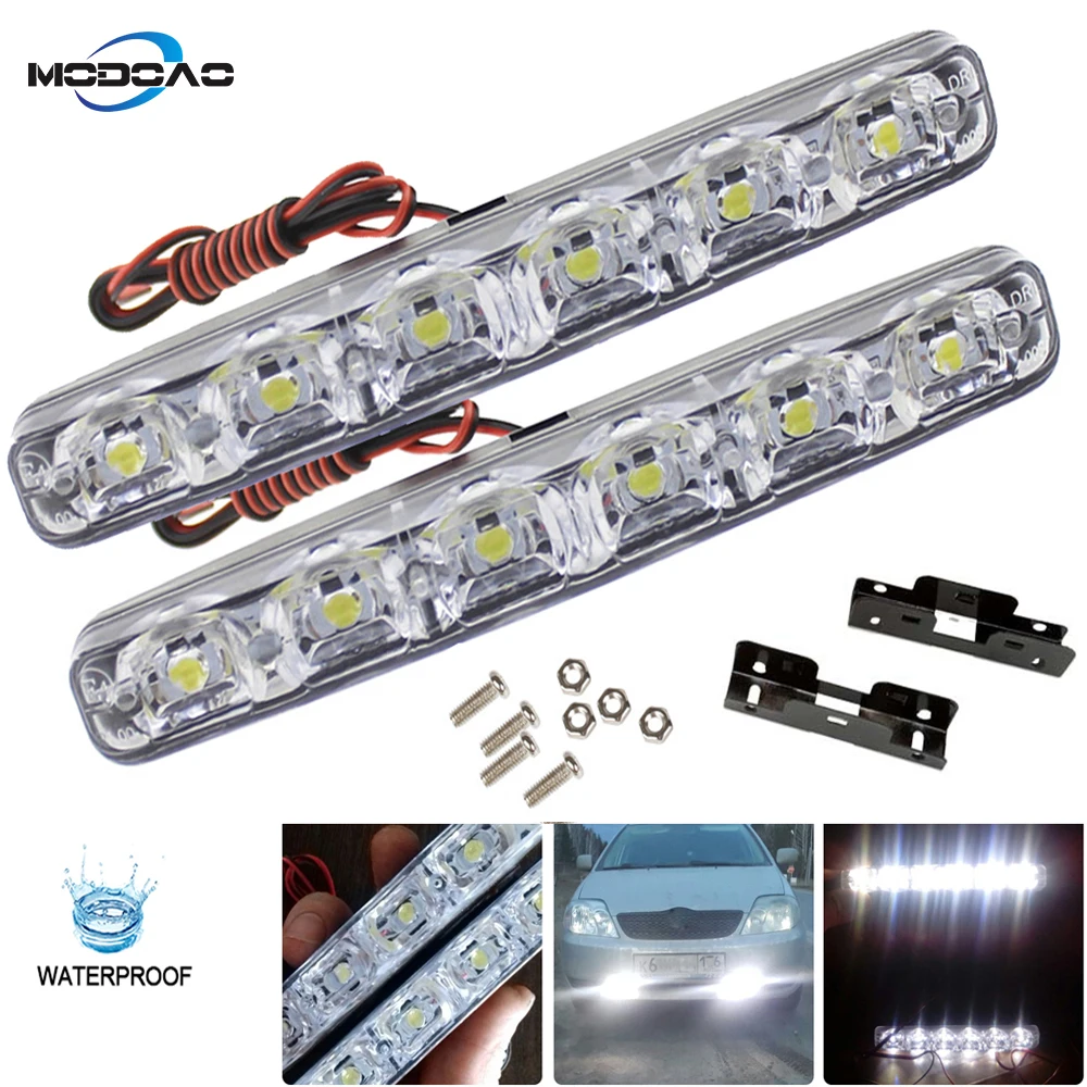 2pcs DRL Daytime Running Lights Car-styling Fog DRL Daytime Lamp DC12V 6000K Waterproof Super Bright Car Stylish Light