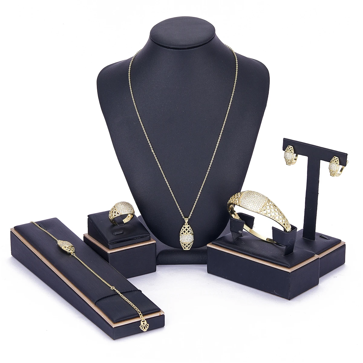 2023 jewelry set gold color necklace earrings Ring for women brida jewelry set Morocco gold color jewelry set