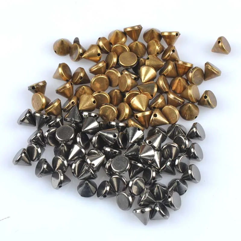 50Pcs/lot bronze/black Sew on Spike Rivet Studs Nail Punk Rock For Bags Dress Clothes DIY Bead Crafts Riveting Garment CP1895