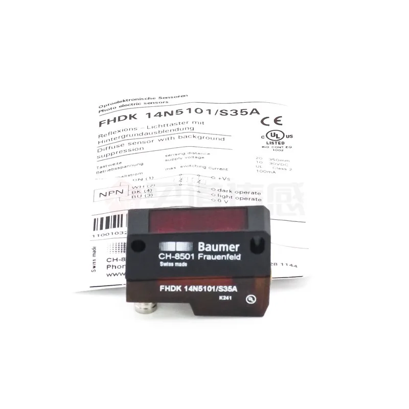 Baumer brandnew original fhdk 14n5101/s35a reflexão difusa sensor de interruptor fotoelétrico