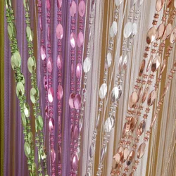 ZiDeTang String Bright Button Beaded Door Curtain Deco Fringe Tassel Door Room Doorways Divider Curtain Panel Window Fly Screen