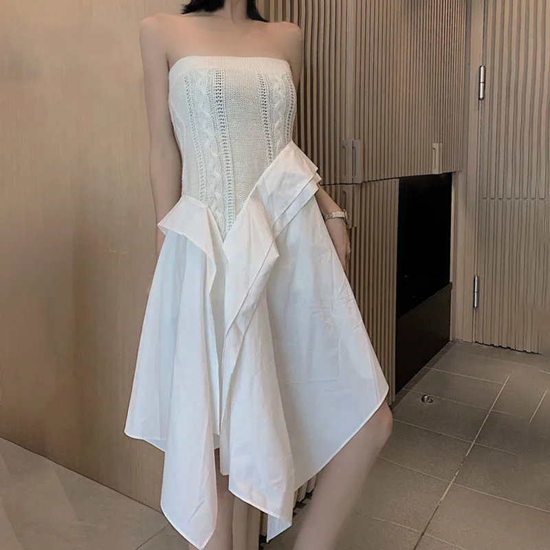 Patchwork Skirt For Women High Waist Ruffles Asymmetric Hem Large Size Elegant Skirts Female 2020 Fashion New Clothing Tide K