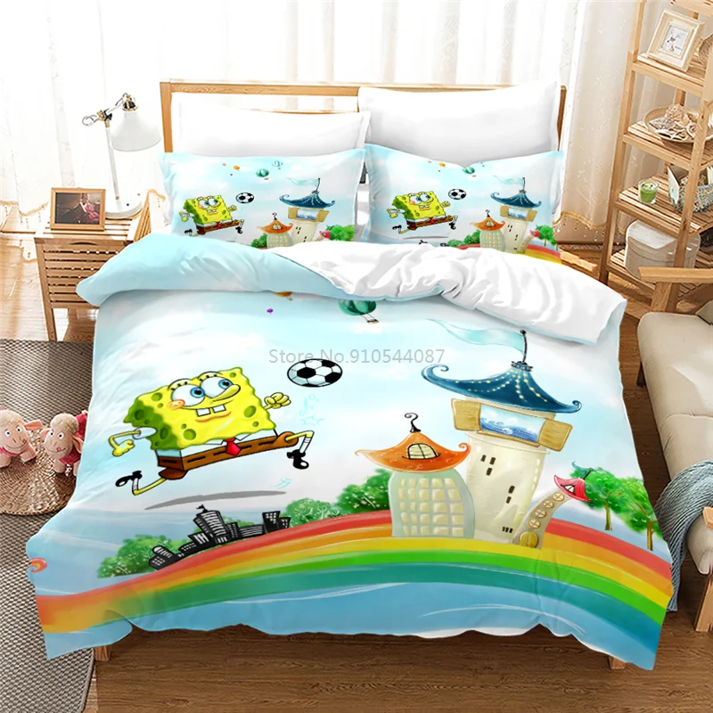 SpongeBobs Patrick Star and Squidward Tentacles Print 3d Bedding Set Bed Linen Bedclothes Duvet Cover Pillowcase Queen King Size