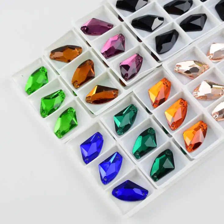 All size sew-on rhinestones AX glass crystal two holes flatback galactic sewing rhinestone for DIY wedding dress/bag accessories