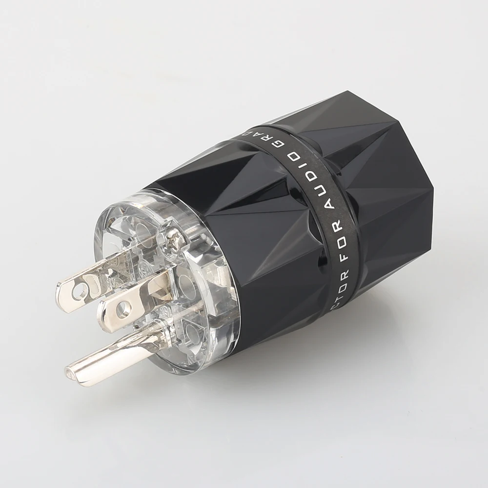 Viborg VM503 series US AC Power Plug male Connector Transparent Pure Copper Silver/Gold/Rhodium Plated for Audio DIY Power Cable