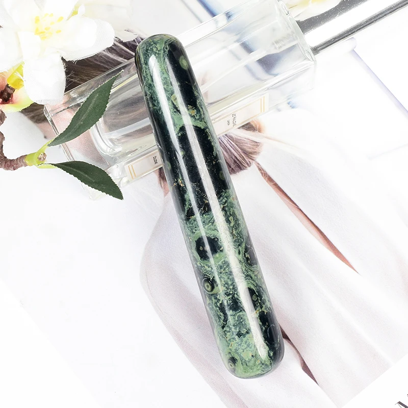 Natural Kambaba Jasper Massage Wand Gua Sha Tool Eye Health Care Acupoint Pen Head Massager Face Meridian Acupuncture Points