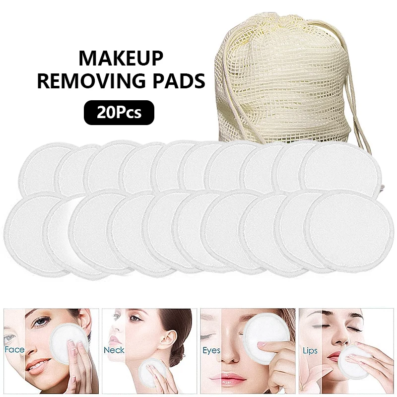 16/20PCS Reusable ไม้ไผ่ไฟเบอร์แต่งหน้า Remover แผ่นล้างทำความสะอาดได้รอบผ้าฝ้าย Cleansing Skin Care Pads เครื่องสำอางค์เครื่องมือ