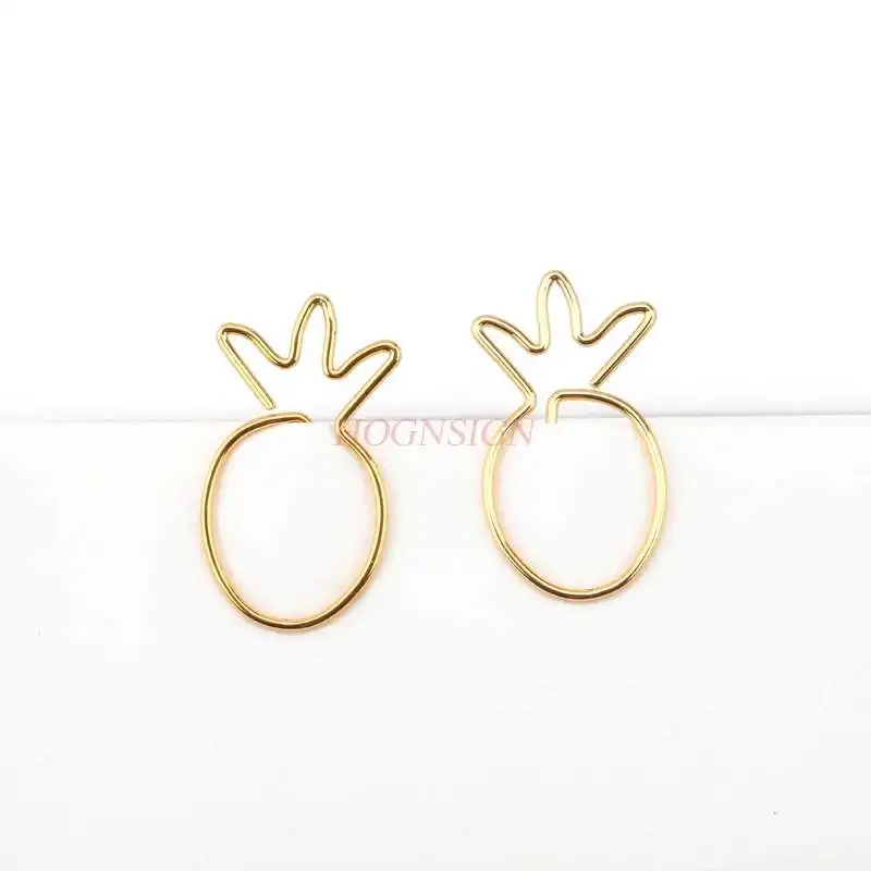 Pineapple Paper Clip Shaped Pin, Pin invisível, Pin dourado pequeno, 12pcs