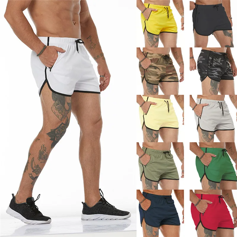 2023 NEW Camouflage Men\'s Shorts Gym Men Sport Running Shorts Fitness Zip Pocket Jogging Shorts Quick Dry Men Gym Short Pants