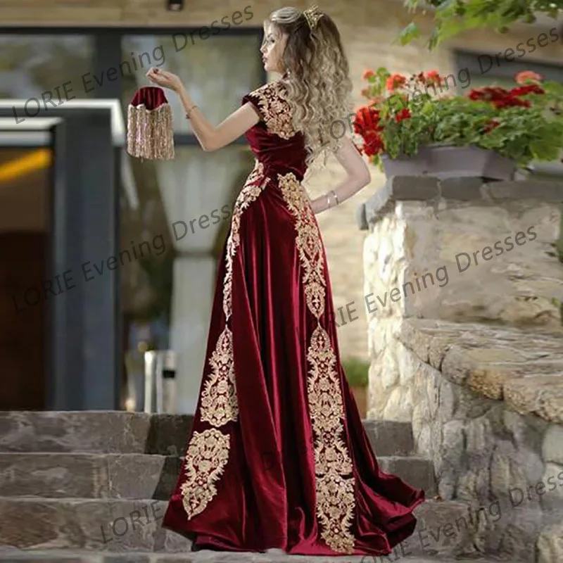 LORIE-Robe de soirée bordeaux avec poignées pour femme, jupe amovible, caftan marocain, robe de soirée en velours, robe de soirée de Rh, quoi que ce