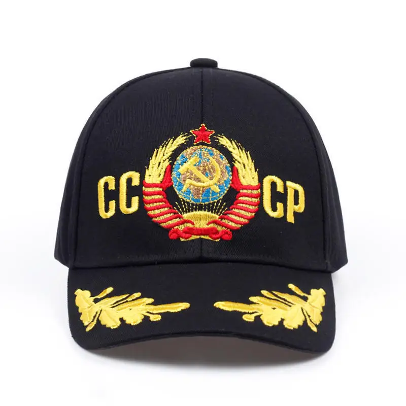 2021 Unisex CCCP USSR National Emblem Baseball Cap Black Cotton Snapback Cap with Embroidery Hip-hop Outside Hats Garros for Men