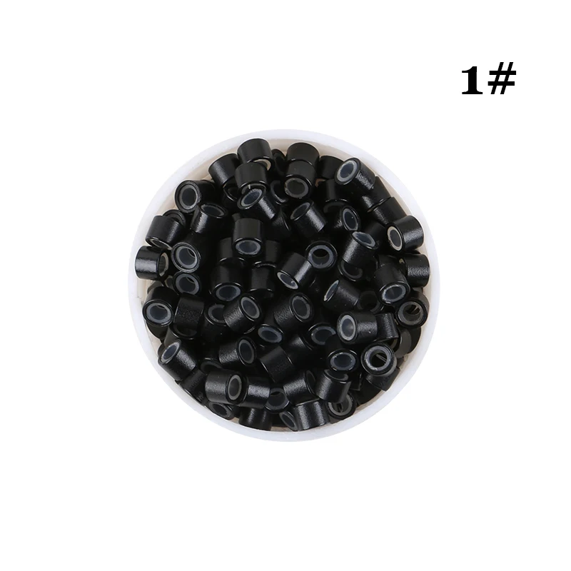 HARMONY 1000 Pieces 4.0*2.0*3.0mm Silicone-Lined Beads Aluminum Micro Rings Tubes Links With Silicone 8 Colors Optional