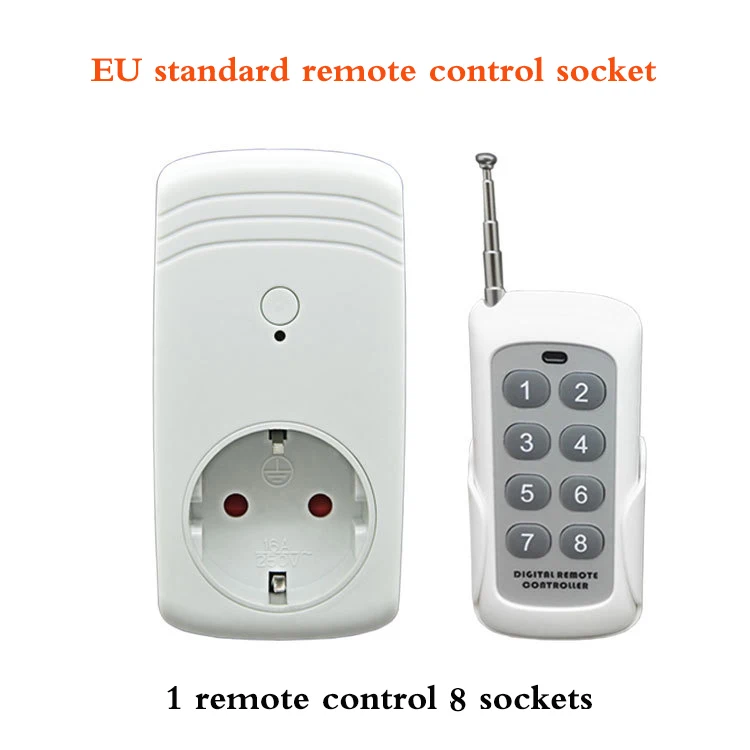 

EU standard remote socket 315 Learning RF Remote Switch 1 remote 8 sockets