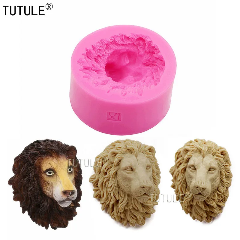 Animal Lion Head Silicone Mould Soap Mould DIY Handmade Chocolate Cake Decoration Mould Mini Aroma Candle Ornament Molds