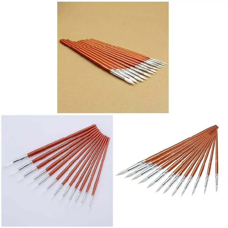 12pcs Professional Art Painting Brush Fine Wooden Painting Brushes For Students Drawing Acrylic Watercolor Oil Painting Brush