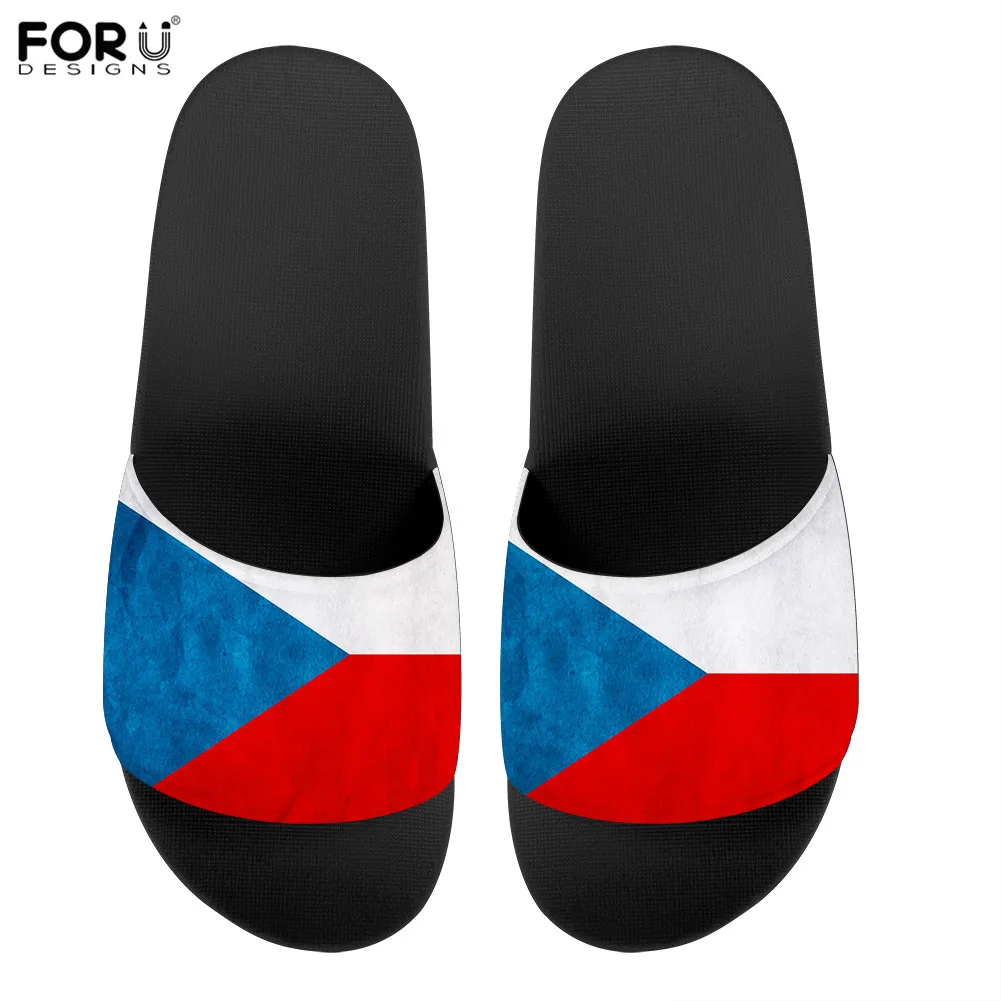 

FORUDESIGNS Flag of The Czech Republic Pattern Women Home Slippers Summer Bathroom Ladies Slides Non-slip Indoor Flip Flops